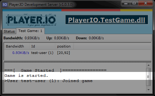 Development server console.write example