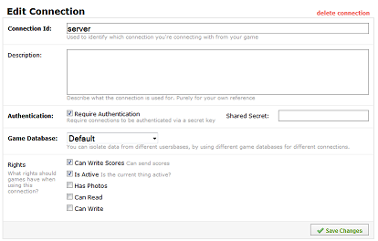 player.io connections in Control Panel